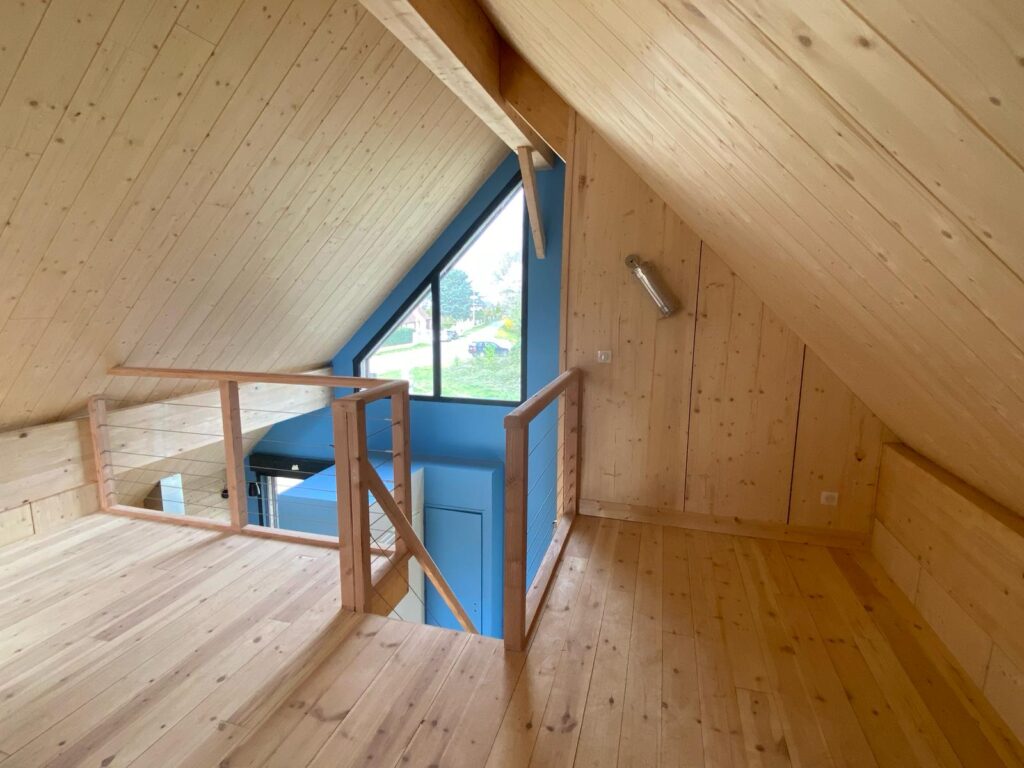intérieur  chalet bioclimatique Pyrénées David Dalidec & associés