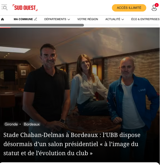 Salon présidentiel UBB Stade Chaban-Delmas – réalisation David Dalidec & Associés